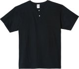 画像: 在庫限りプリントスター （Printstar） 00104-CHN ヘビーウェイトヘンリーネックTシャツ ブラック